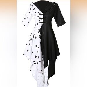 Drofe Cruella Devil Costume Women Dress Cosplay Outfit